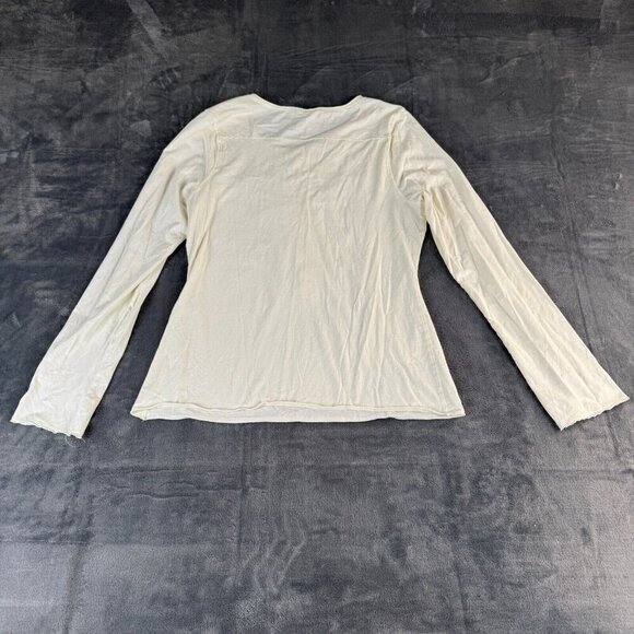 Maurices Y2K XL Long Sleeve Button Henley Top White Flare Sleeve Minimal Classic - Picture 7 of 8